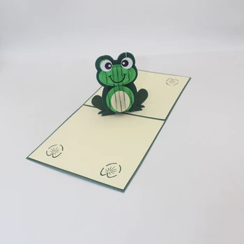 3D Ručne Kreslené Frog Prince Papier Pozvanie, Blahoželanie Pohľadnicu Študent Deň Detí Deti Narodeninovej Party Priateľ Dar