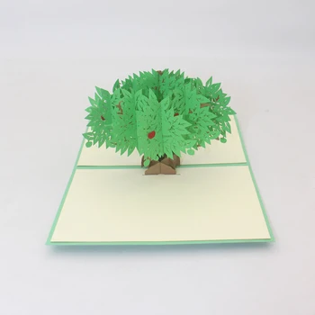 3D Ručné Zelené Kryt Apple Tree Papier Pozvanie Pohľadnice, Pohľadnice Deň Vďakyvzdania Deň Učiteľov Darček k Narodeninám