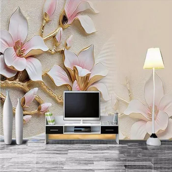 3D Tapety HD Plastický Magnolia Kvety Foto nástenná maľba Obývacia Izba Domova Tapety Moderné Abstraktné Abstraktných De Parede Kvetinový 3D