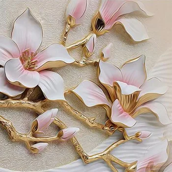 3D Tapety HD Plastický Magnolia Kvety Foto nástenná maľba Obývacia Izba Domova Tapety Moderné Abstraktné Abstraktných De Parede Kvetinový 3D