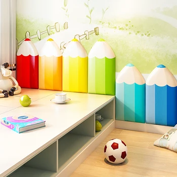 3D Tapety lepidlo cartoon troch-dimenzionální samolepky na stenu detskej izby, ceruzky soft balík anti-kolízie mš