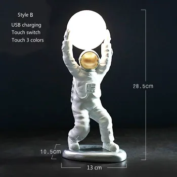 3D Tlač Astronaut Mesiac Svietidlo Nabíjateľné LED Nočné Svetlo 3 Farebný Dotykový Senzor Svetla Tvorivé Domova Astronaut Lampa Dary