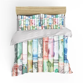 3D tlač bankoviek posteľná bielizeň nastaviť dvojité deka kryt 3 kus nastaviť papierové peniaze deka kryt postelí pre dospelých posteľ obliečky kryt