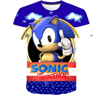 3D tlač Deti Sonic The Hedgehog Chlapci Dievčatá Topy Tees Cartoon Dizajn Funny T-Shirts Mario Deti Oblečenie Letné Bežné