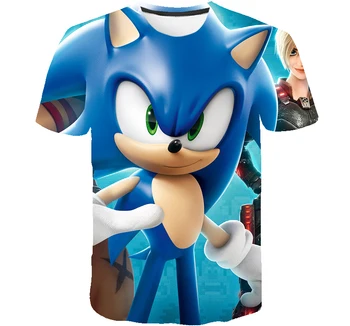 3D tlač Deti Sonic The Hedgehog Chlapci Dievčatá Topy Tees Cartoon Dizajn Funny T-Shirts Mario Deti Oblečenie Letné Bežné