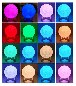 3D Tlač LED Nočné Lampy, 16 Farieb, Diaľkové Ovládanie Mesiac Svetlo Lampy Nabíjateľná Zmena Farby Detí Svetlá Nočné Lampy, Domov