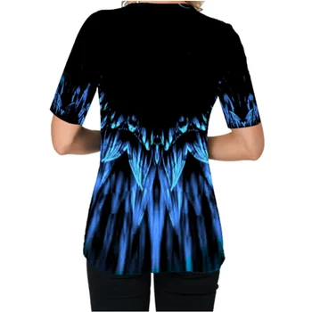 3D Tlač Letné Tričko Ženy Krátky Rukáv Tlačidlo Tshirts Príležitostné O-Neck Tričko Topy Lady Veľká Veľkosť Letné Tričká Dámske Oblečenie 5XL