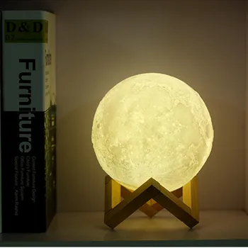 3D Tlač Mesiac Ľahký Dotyk Stolové Lampy, Diaľkové Ovládanie, 16 Farieb, LED Nočné Svetlo USB Nabíjateľné Spálňa Nočná Lampa Moonlight