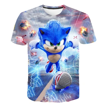 3D Tlač Sonic Deti Móda v Pohode Krátky rukáv Sonic the Hedgehog t shirt Funny T-shirt Chlapcov Cartoon Tričko Deti Bežné Topy