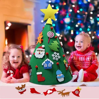 3D urob si sám Cítil Vianočný Stromček s Ozdoby Nový Rok Darčeky pre Deti DIY Dodávky Vianoce Domáce Dekorácie čas na hru Detí Strom