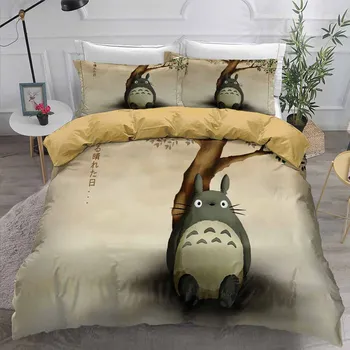 3D Vytlačené Môj Sused Totoro Perinu Nastaviť Luxusné Mikrovlákna posteľná bielizeň Nastaviť Twin Kráľovná King Size Deka Kryt bytový Textil