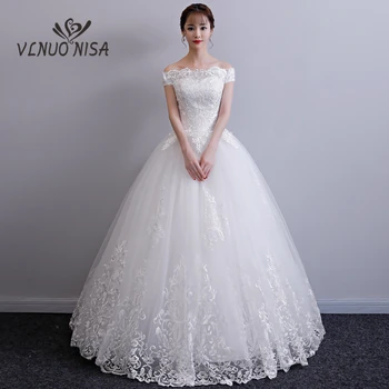 3D Výšivky, čipky musilin štýl svadobné šaty Nové ramena letné šaty Vintage white plus veľkosť vestidos de festa