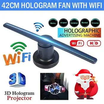 3D WiFI Ventilátor Holografický Projektor Tvorivé Vtipné Reklamy Zobraziť Obchod Logo Zobrazenie 3D Holografické Imaging na Čítanie Súprava s 16G TF
