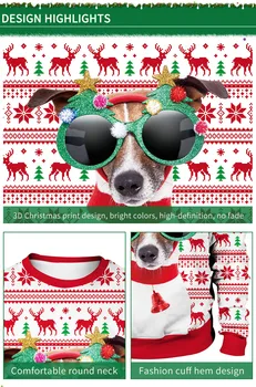 3D Zábavné Roztomilý Pes Vianočný Sveter Jeseň Pulóvre Nadrozmerné Topy, Mikiny Jumper Škaredé Vianoce Mens Ženy Sveter Oblečenie