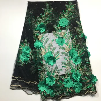 3D Čipky Textílie 2020 Najnovšej francúzskej Nigérijský Šnúrky Tkaniny Vysokej Kvality Afriky Korálky Čipky Textílie Pre Svadobné Šaty 5yards M1930