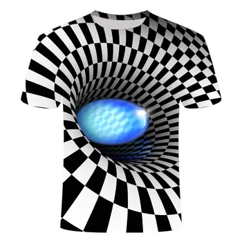 3DT tričko mužov a žien psychedelic T-shirt tlač dizzy T-shirt bežné čierna diera tlač čierne tričko