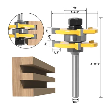 3ks 6 mm 1/4 cm Ramienka krokvy, T-Frézovanie Otvoru Frézy Spoločné Zostaviť Router Kúsky Dreva a výrobkov z Dreva Rezné Nástroje