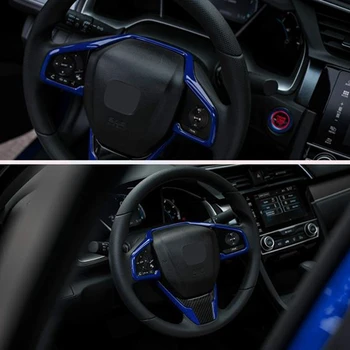 3ks Auto ABS Volantu, Trim Interiérové Dekorácie-Nálepky Príslušenstvo Blue pre Honda 10. Gen Občianske 2016-2020