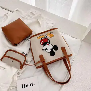 3ks Disney mcieky myši lady canves taška cez rameno+mince taška ženy kabelka cartoon nákupní taška