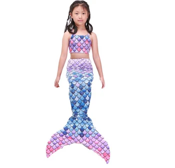 3ks nastaviť Dievčatá Deti Morská víla Chvost Swimmable Bikini Set Plavky Plávanie Kostým súťaž: Cosplay