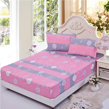 3ks/sada posteľnej bielizne gumy vybavené posteľou list +obliečka na vankúš šedá kvet elastické posteľ kryt lete matrac kryt obliečky prehoz cez posteľ