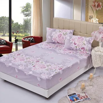 3ks/sada posteľnej bielizne gumy vybavené posteľou list +obliečka na vankúš šedá kvet elastické posteľ kryt lete matrac kryt obliečky prehoz cez posteľ