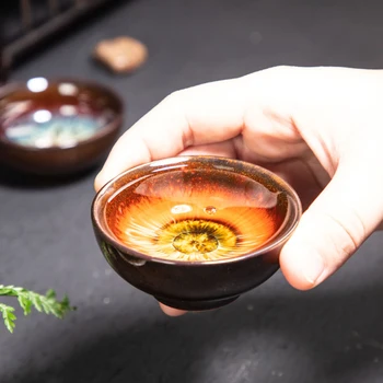 3ks/set Creative Pece Zmeniť Teacup nastaviť Farebné Teacups Pigmentované Jianzhan Kung Fu Čajových Šálok Čaju Misy Drinkware