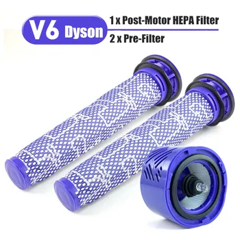 3ks/set, Pre & Post-Motor HEPA Filter, sada pre Dyson V6 DC59 Vysávač Časti fit časť DY-96674101 & DY-96566101