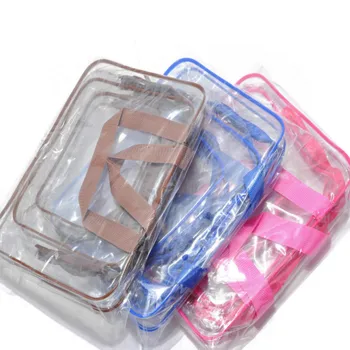 3ks/stanoviť Transparentné PVC Tašky Cestovné Organizátor Jasný make-up Taška Kozmetika Krása Prípade Toaletná Wash Bag Kozmetické Puzdro