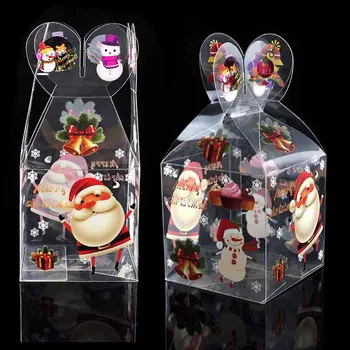 3ks Transparentné PVC Candy Box Cute Santa Claus Elk štedrý deň Apple Políčok Pre a Šťastný Nový Rok Xmas Party Darčekové Balenie Dekor