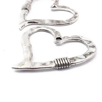 3ks Veľké Otvoreným Srdcom Charms Prívesky pre DIY Ženy Vintage Šperky Zistenia 62*55mm