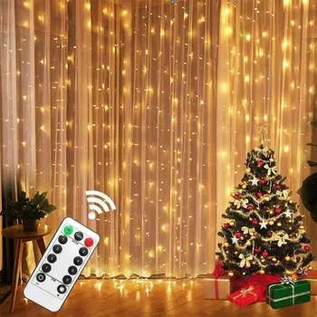 3M LED Záves Svetlá na Vianočné Rozprávky String Svetlo Diaľkové Ovládanie, USB, Nový Rok, Vianoce Dovolenku Dekorácie Garland Opony Lampa