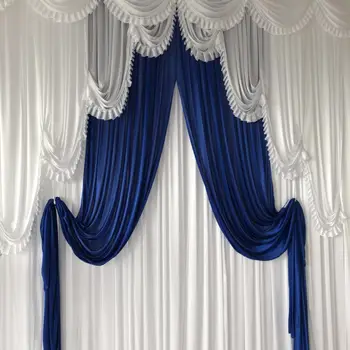 3mHx3mW ice hodváb Biely záves swag kráľovská modrá prikryť Pozadie Svadobné Party Dekorácie