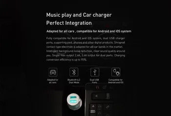 3S Bluetooth 5V 3.4 Auto Nabíjačka, Prehrávač Hudby, FM Smart APP + Magnetický držiak do Vozidla pre Smartphone