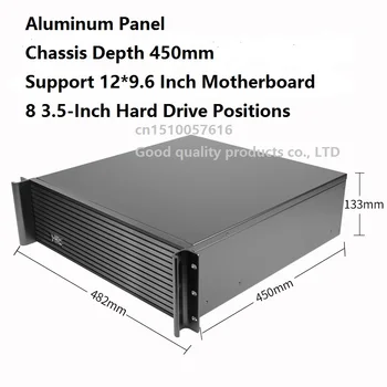 3U450L Server Počítač Prípade 1.2 mm Oceľového Plechu 3U Priemyselné Šasi