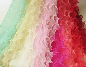 3Yards/Veľa Multicolor 3Layers Prehrabať Čipky Textílie Ručné DIY Materiál Svadobné Šaty, Oblečenie Príslušenstvo Čipkou Trim 12 CM CR0887