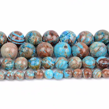 4-14 mm Prírodné Kolo Modrá Blázon Čipky Agates Korálky Pre Šperky, Takže Korálky, Náramky 15