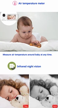 4.3 Inch Babycam Baby Monitory 4.3 palcový LCD displej, Uspávanky Teplota monitor 2 spôsob, ako hovoriť INFRAČERVENÉ Nočné videnie Opatrovateľky Fotoaparát