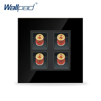 4 Audio Zásuvky v Stene Crystal Zlatá Sklo Panel Wallpad 4 Audio Porty 86mm * 86mm