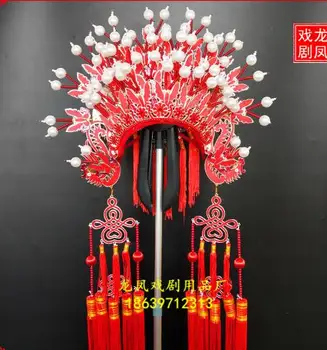 4 farby Dráma činnosti opera klobúk prilba nevesta headdress kostým phoenix coronet rúcha pompon Coronet čínsky štýl klobúk