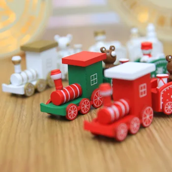 4 Kus Mini Dreva Vianočný Vlak Dekorácia Decor Darček Vianoce Vianoce Vlakové Súpravy Model Vozidla, Hračky, Drevený Vláčik pre Deti