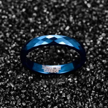 4 mm Karbid Volfrámu Krúžok Modrý Leštený Povrch Rhombic Rezané Geometrické snubný Prsteň Pohodlie, ktoré Zapadajú Prstene pánske Príslušenstvo Šperky