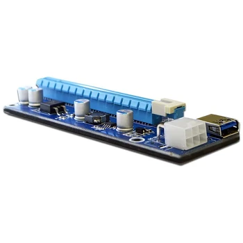 4-Pack PCIe 6-Pin PCI-E 16X 1X Powered Stúpačky Karty Adaptéra s 60cm USB 3.0 Predlžovací Kábel A 6-Pin PCI-E SATA