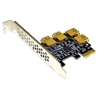 4 Porte USB3.0 Stúpačky Karty Gold PCI-E 1 až 4 PCI Express 16X Slot Externého Adaptéra PCIe Port Násobiteľ Karty pre BTC Ťažba