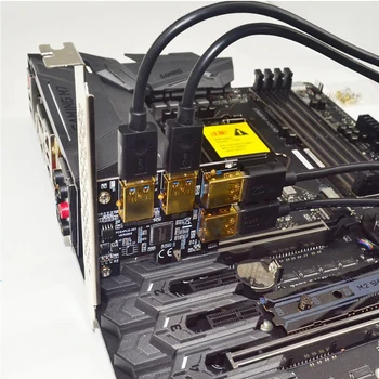 4 Porte USB3.0 Stúpačky Karty Gold PCI-E 1 až 4 PCI Express 16X Slot Externého Adaptéra PCIe Port Násobiteľ Karty pre BTC Ťažba