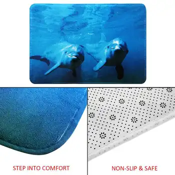 4 Typy Blue Dolphin Tichom Deep Sea Polyester Sprchový Záves Kúpeľňa Nepremokavé Podstavec Koberec Veko Wc Kryt Vaňa Mat Nastaviť
