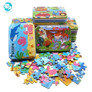 4 v 1 Cartoon 3D Puzzle Združení Eisen Box Reibungslos Holz Puzzle Montessori Lernspielzeug Kinder Kinder Holzspielzeug