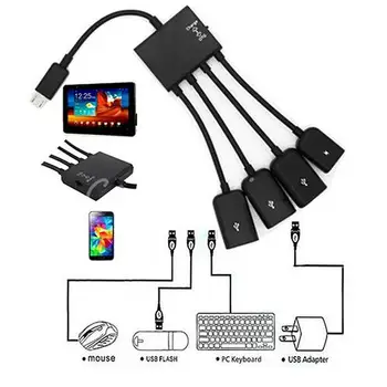 4 V 1 Micro USB Hub OTG Kábel Predlžovací Adaptér pre Samsung Tablet 2020