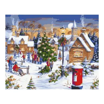 40*50 cm Digitálny olejomaľba DIY Moderné Frameless Vianoce Čisté Ručne maľované Dovolenku Výzdoba Domov Stene Visí Dekor Dospelých
