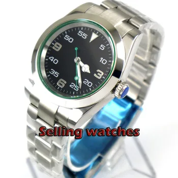 40 mm Bliger zafírové sklo black dial zelená strane svetelnej Automatické pánske hodinky